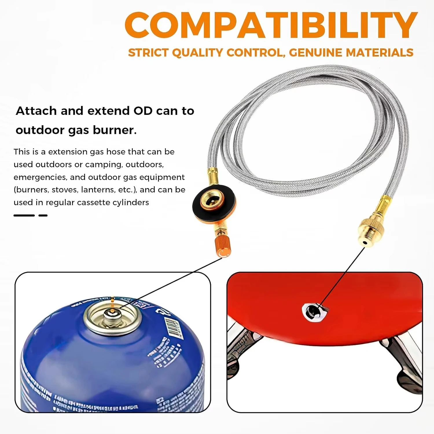 Pandatour Gas Hose Line Gas Extension Braided Hose 100cm/40