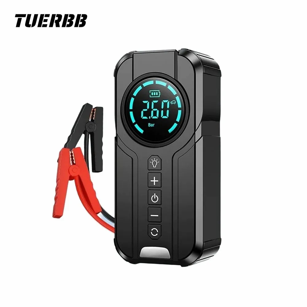 TUERBB T-JA01 4-in-1 Portable Car Jump Starter with Air Compressor, Powerbank & Emergency Light for Cars, Motorcycle, Bike