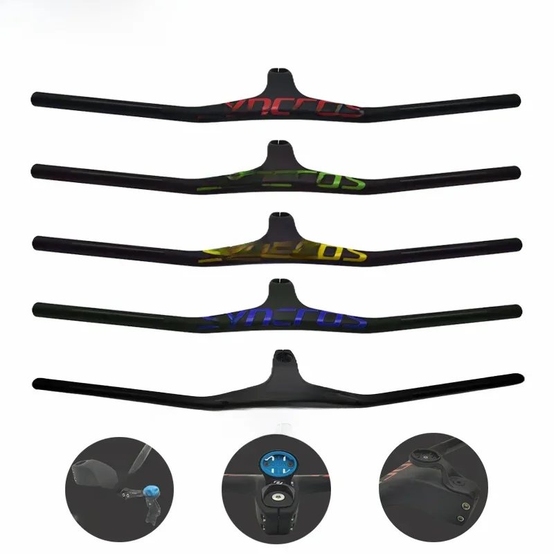 AliExpress NONE SYNCROS Newest Mountain bike  matt full carbon fibre bicycle handlebar and stem integrated MTB bar -17 degrees angle Free ship