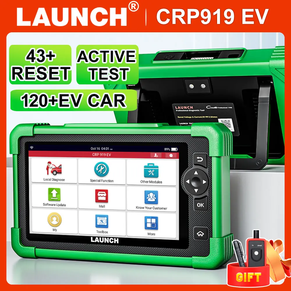 LAUNCH CRP919 EV Diagnostic Scan Tool OBD2 Scanner for EV vehicle,Full system diagnostics Covering 120+EV Car, 2 battery packs