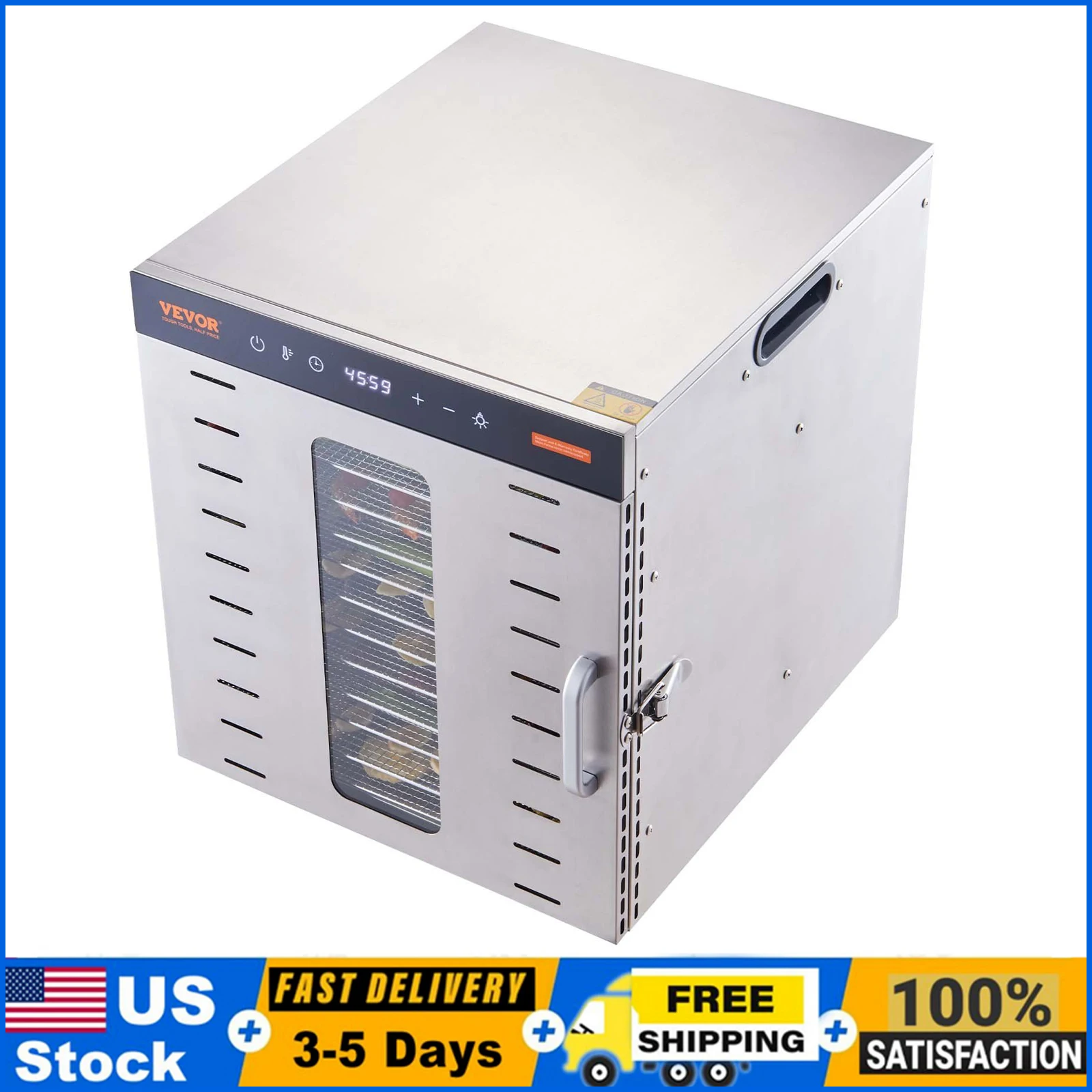 10 صواني من الفولاذ المقاوم للصدأ آلة تجفيف الطعام 1000 واط مجفف طعام كهربائي مع مؤقت رقمي قابل للتعديل ودرجة الحرارة لـ Jerky #1