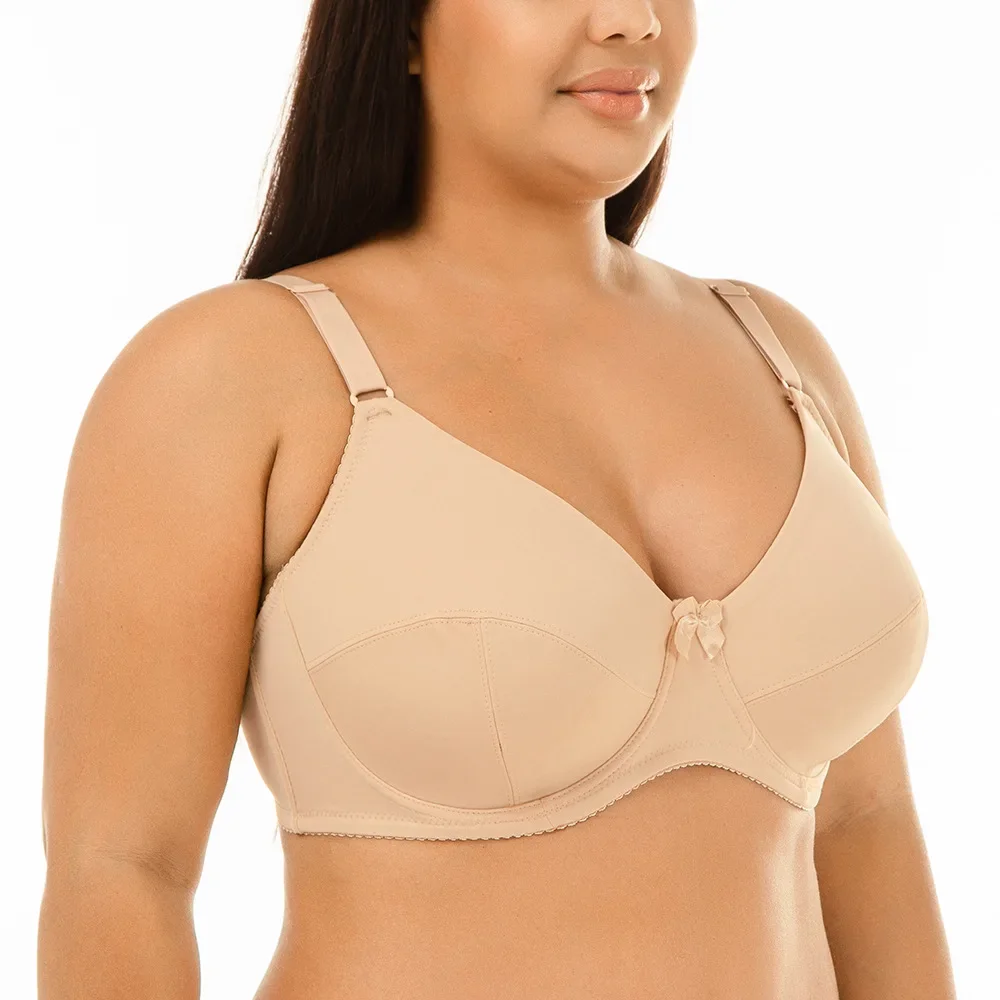 Głębokie V biustonosz Push Up bielizna damska pełne pokrycie bawełna Bralette regulowane paski bielizna Minimizer rozmiar 36 38 40 42 44 46 C21 — zdjęcie 2
