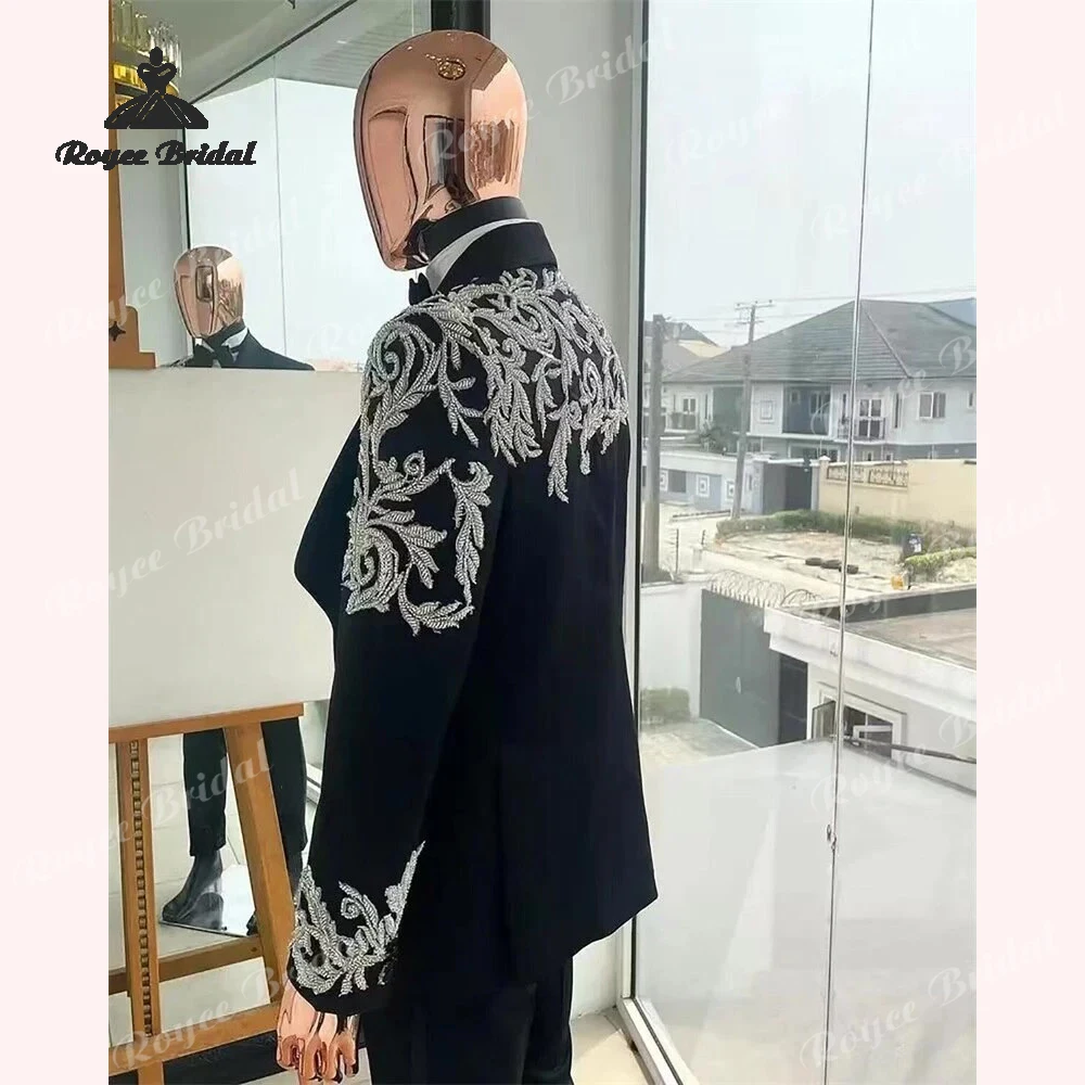 Luxury Appliques Three Piece Single Breasted Wedding Men's Suits 2026 Shawl Collar Slim Fitted costume homme mariage