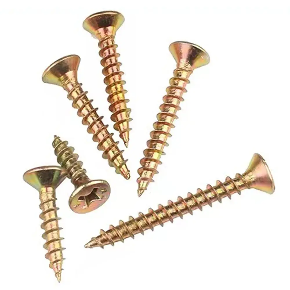 M4 Flat Head Wood Screws Assortment Kit 340 Pcs,Phillips Drive Countersunk Flat Head Self-Tapping Wood Screws,Yellow Zinc Plated Finish Screw Kit,Self Tapping Screws for Metal,Full Thread
