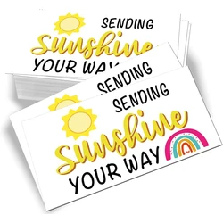 50pcs Sending Sunshine Your Way Thank You Card Heart Shopping Purchase Greeting Cards for Small Business Owners Package Inserts