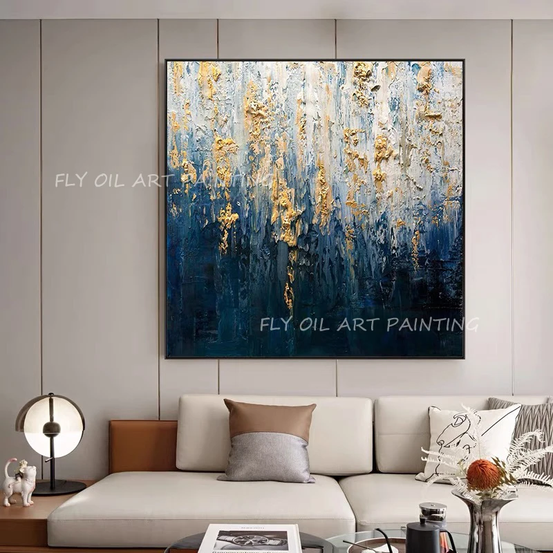 

New design gold foil landscape picture abstract thick landscape best hand painted Oil painting on Canvas Art Classic Cuadros