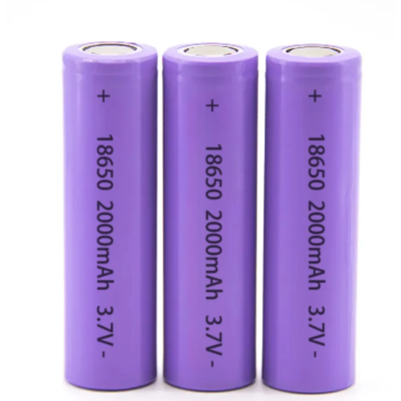 18650 3.7V 2000mAh High Capacity Rechargeable Li-ion Battery Cylindrical Cell for Flashlights, Power Tools 16340 14250 14650