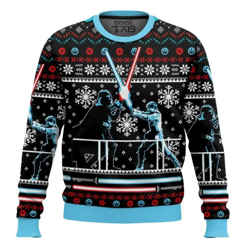 Lightsaber Duel Ugly Christmas Sweater Funny Holiday Pullover Xmas Party Costume for Men Vintage Christmas Sweater Gift 2026