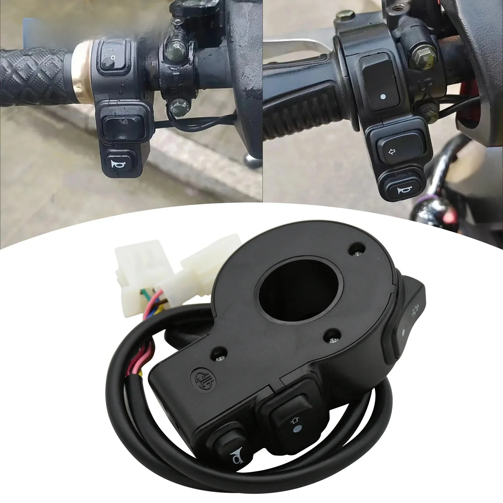 AliExpress 3 In1 Motorcycle Switch Scooter Electric Bike ATV Quad Headlights Turn Signal Horn ON/OFF Button For 22mm Handlebars Universal