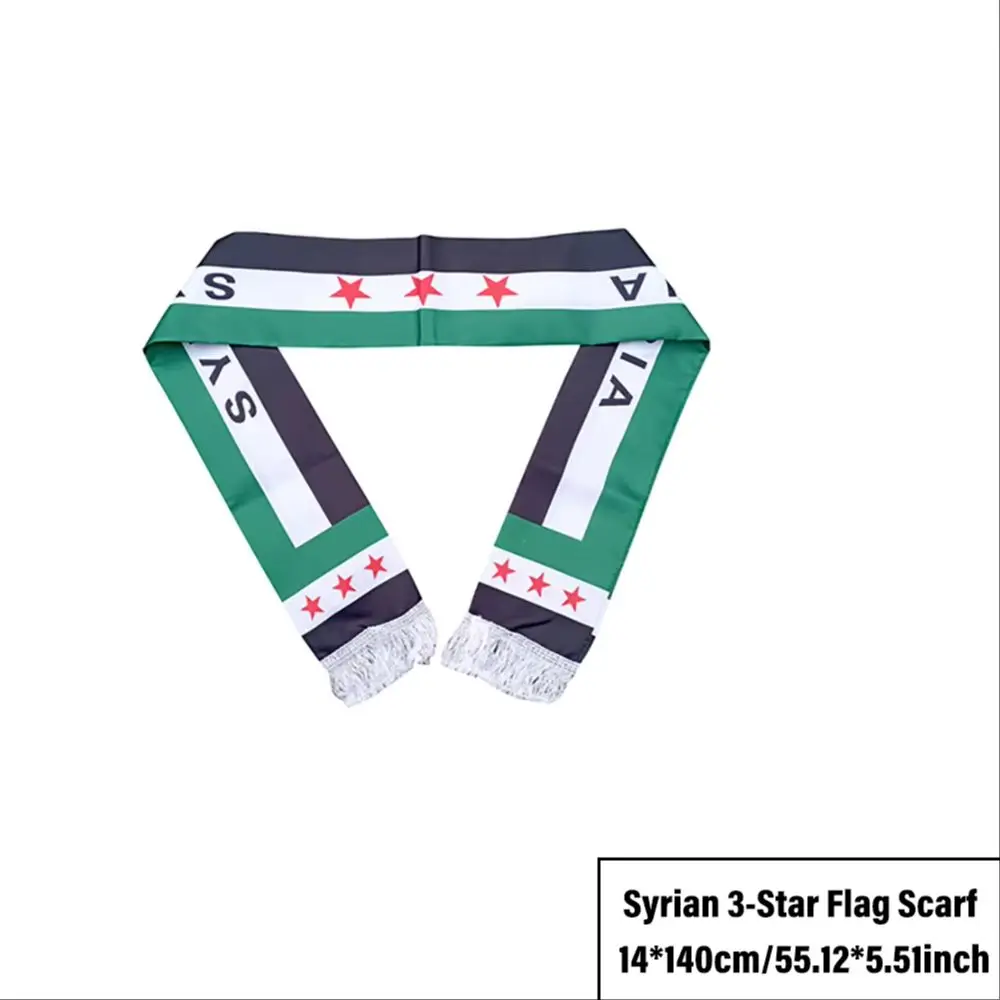 14x140cm Brand New High Quality Syrian Free People Flag Green Three Star Flag Scarf Syrian Flag Hanging Room Decoration