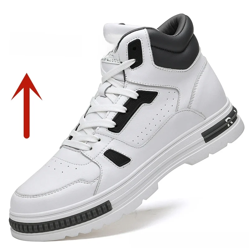 Fuqiao Nieuwe Hoge Liftschoenen Casual Heren Sneakers Verhogen De Hoogte Met 8Cm Koe Split Lederen Vrijetijdsdesignerschoenen - afbeelding 2