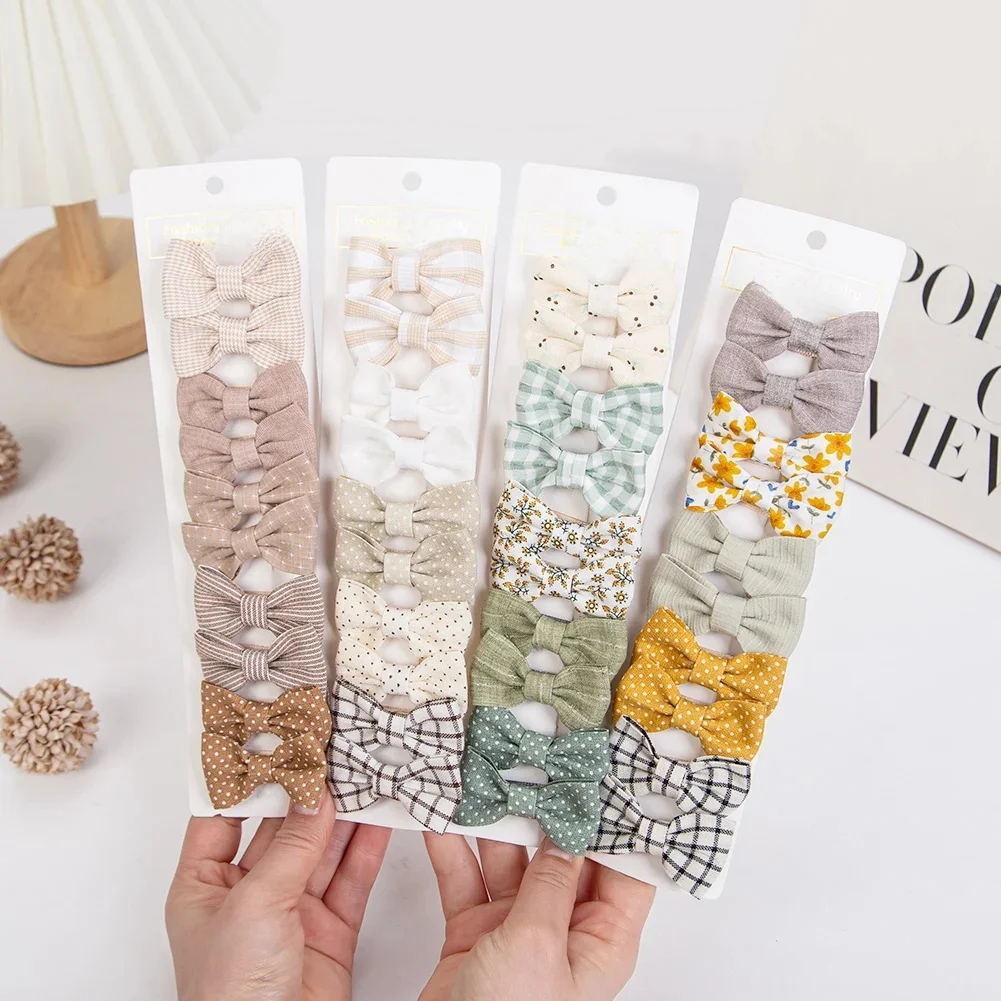 10 pièces/ensemble Mini pinces à cheveux bébé filles mignon Froal imprimé Plaid nœuds à cheveux à carreaux vichy épingles à cheveux coréen sécurité enfants chapeaux