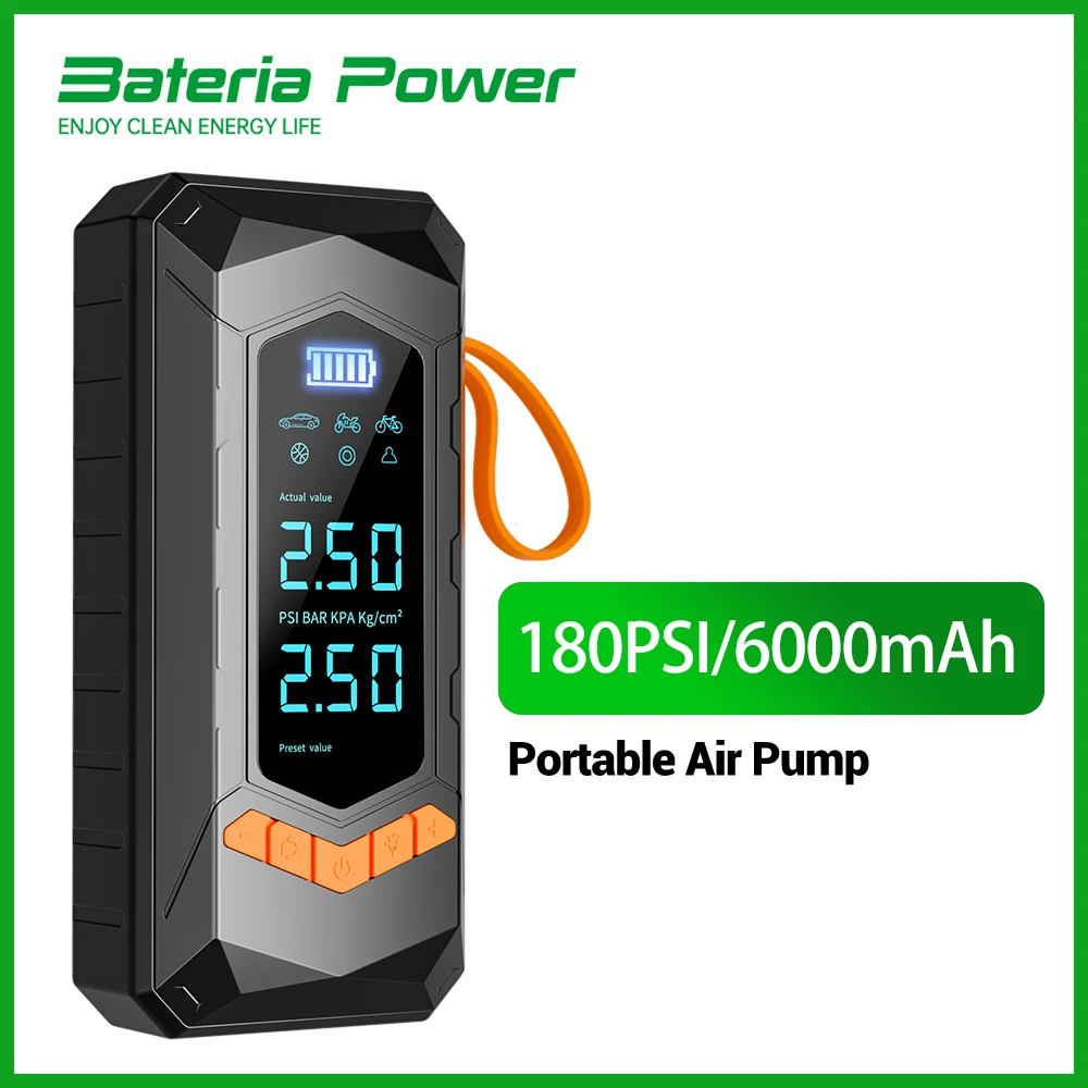 180PSI Portable Air Compressor 8X Faster Inflator with Powerful Battery & Digital Gauge for Car Bike Motorcycle Tires & Balls