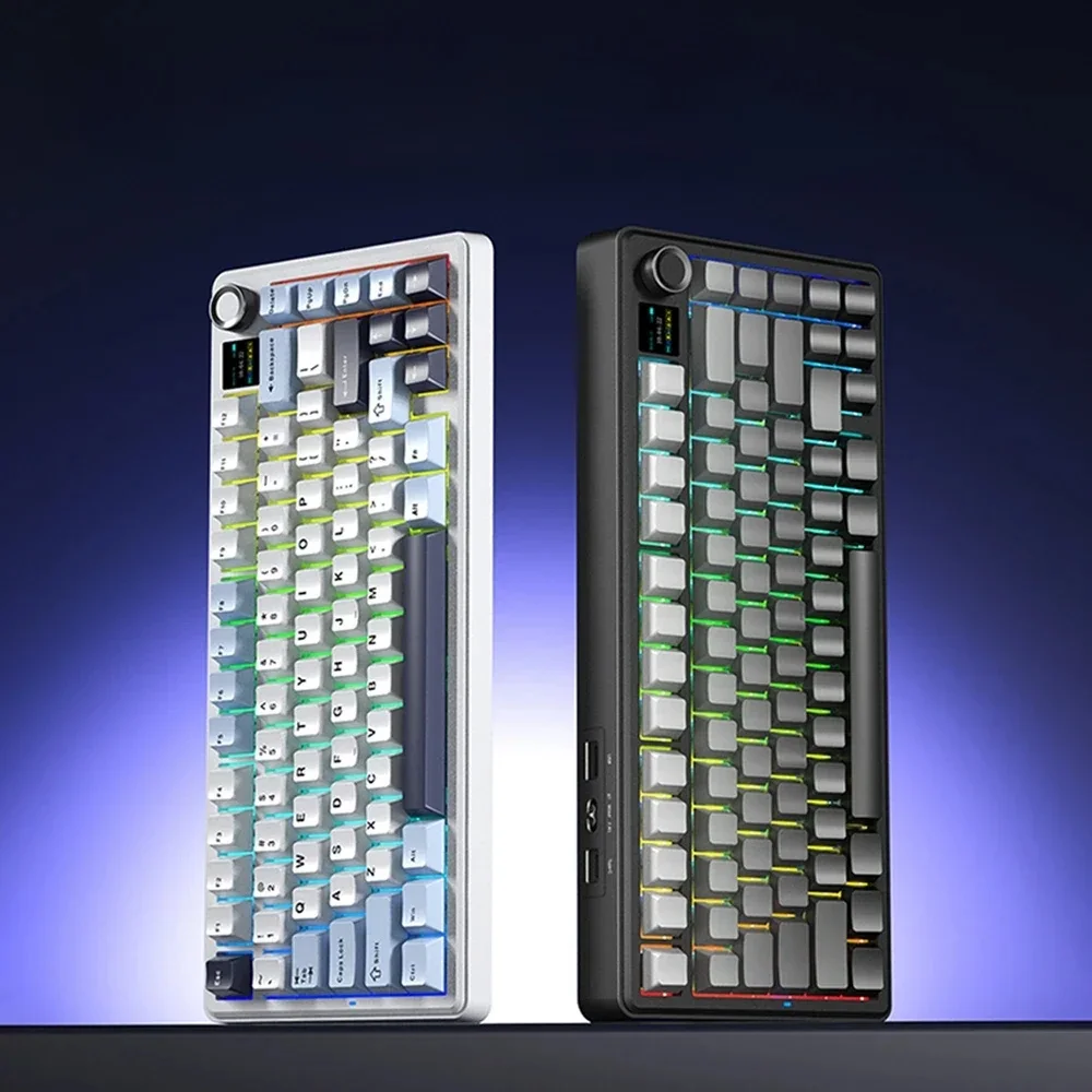 AULA F75 MAX mechanische Gaming-Tastatur, 75 % verkabelt/Bluetooth/2,4 G, Hot-Swap-RGB-E-Sport-Tastatur mit TFT-Bildschirm für PC/Mac ﻿