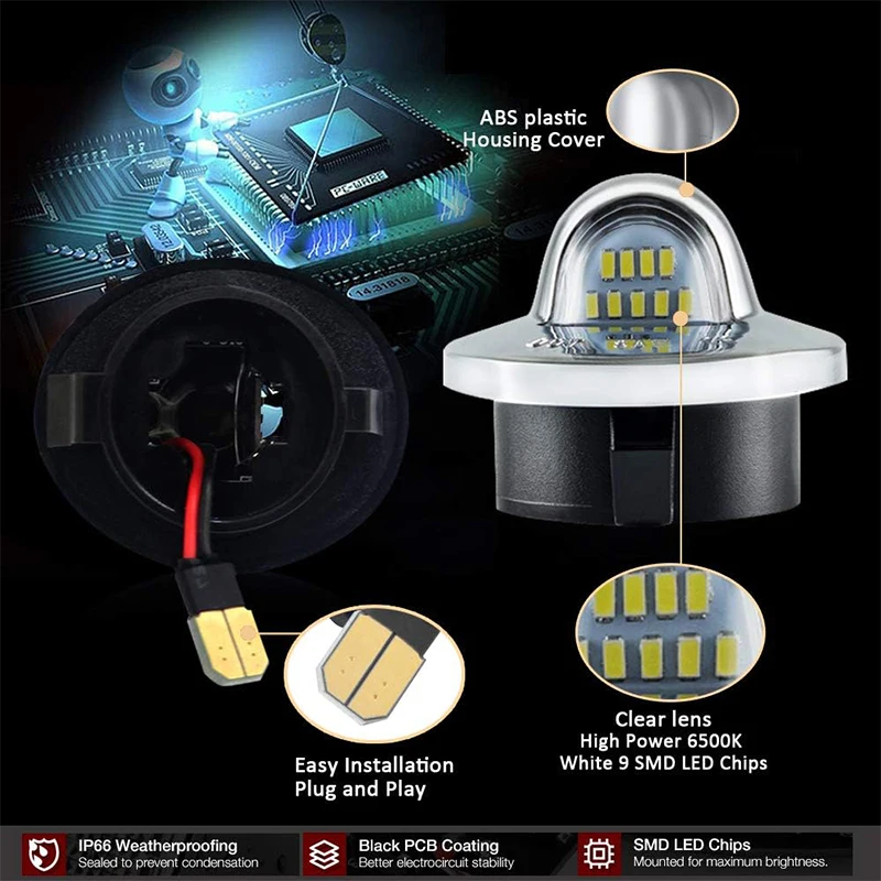 2 قطعة لوحة ترخيص مُضاء أضواء العلامة مجموعة مصابيح لفورد F150 F250 F350 سوبر ديوتي رينجر اكسبلورر برونكو رحلة الأبيض 6000 كيلو #3