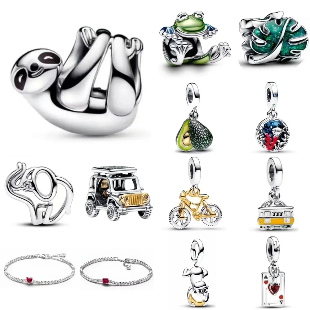 AliExpress 2025 Elephant Frog Green Bicycle Car 925 Sterling Silver Bead Diy Jewelry Fit Original Bracelet For Women Jewelry Making