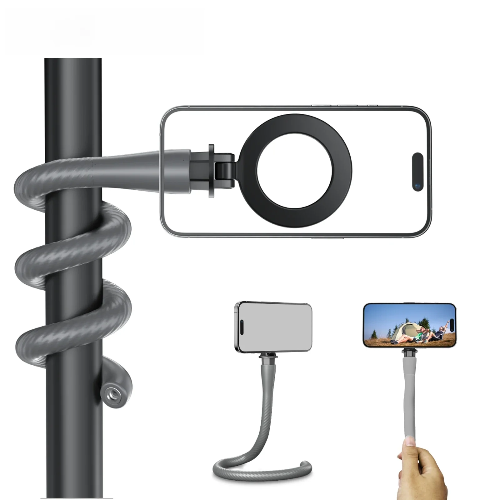 AliExpress TELESIN Magnetic Flexible Phone Mount Clamp Tripod Stand Stick Pole Bike Motorcycle Phone Holder Stand for iPhone Android Phones