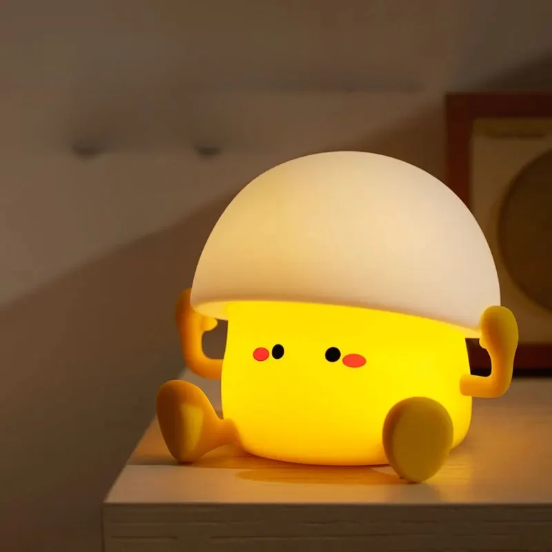 Mignon veilleuse jaune d'oeuf lampe champignon lampe créative décoration de bureau USB charge intérieure enfants veilleuse cadeau d'anniversaire