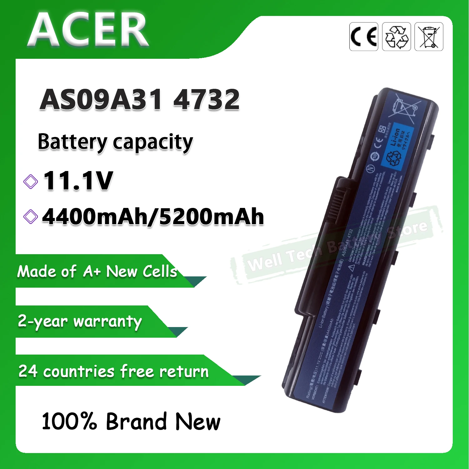 AS09A31 4732 Laptop Battery For ACER 5517 4332 4732Z 5332 5334 5516 5517 5532 5732Z 5533 5534 5535 Emachine D525 E525 E625