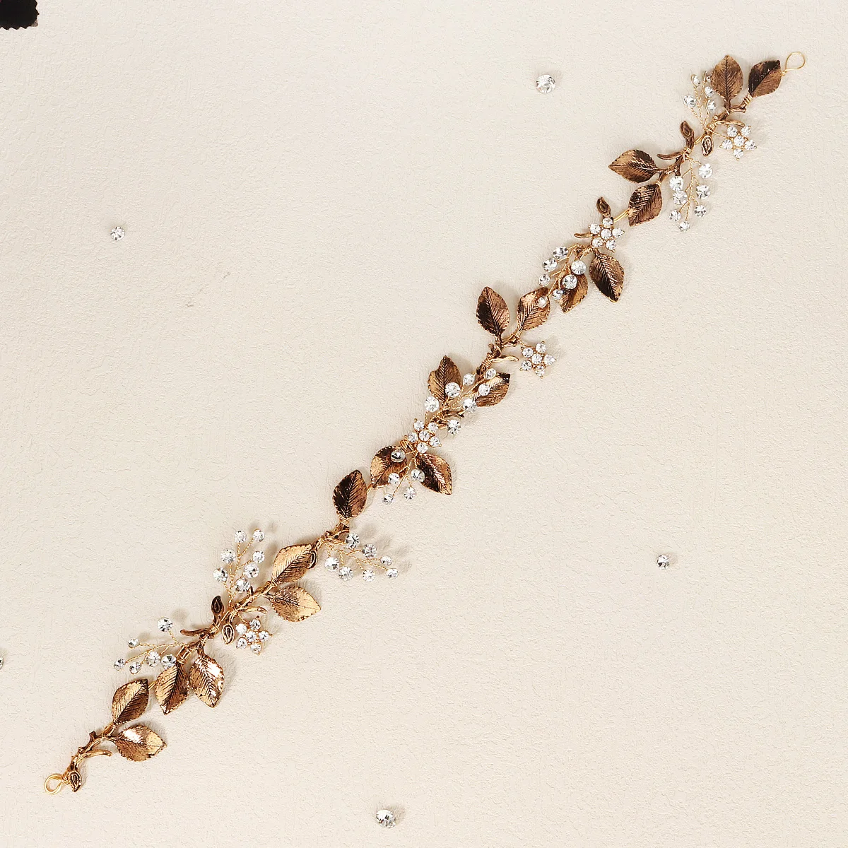 Vintage Antique Bronze Leaf Bridal Hair Vine Crystal Gold Headband Rustic Wedding Hair Accessories Grecian Goddess Headpiece