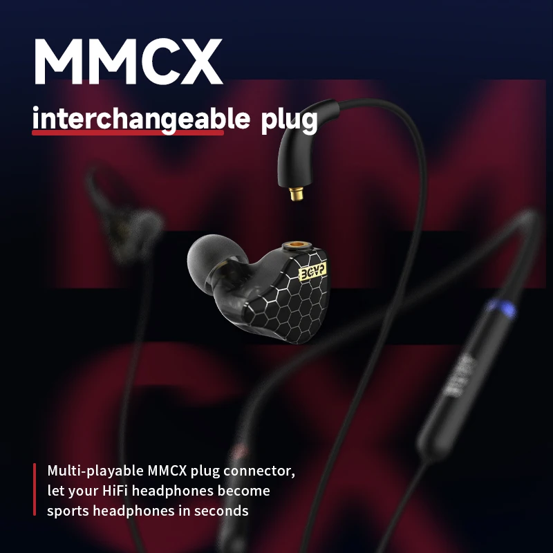 BGVP M1s BK3266 DAC 넥밴드 스포츠 블루투스 5.0 무선 칼라 이어폰 업그레이드 케이블, MMCX 인터페이스, 마이크 AptX4 방수