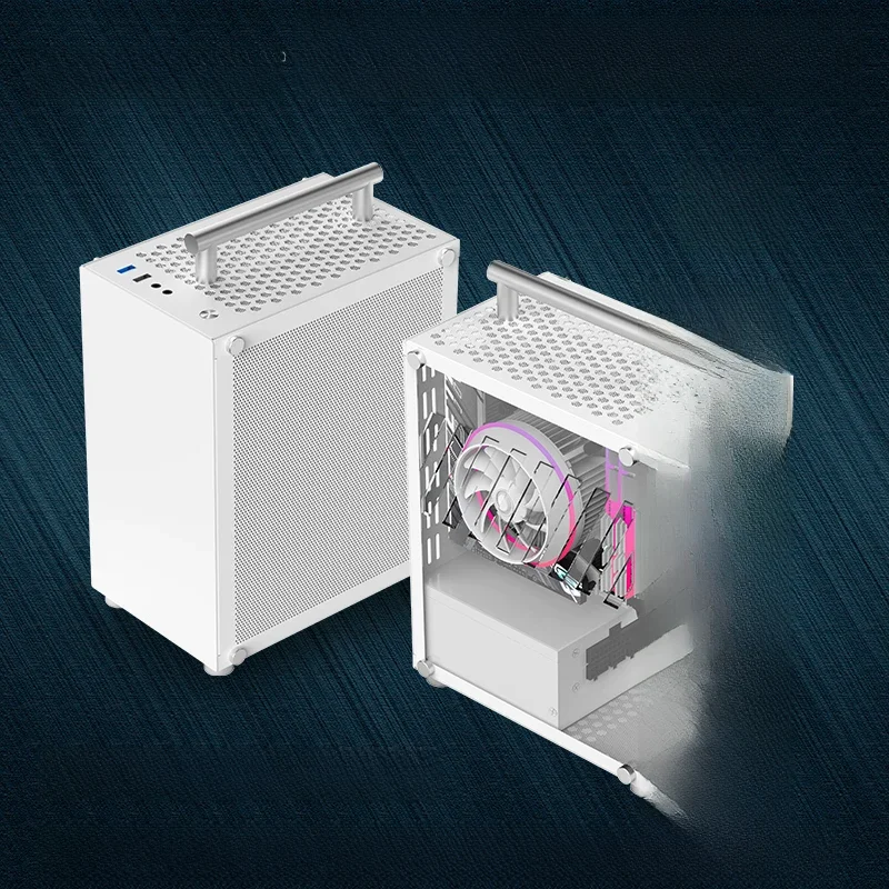 METALFISH T40 Mini ITX Case 7L komputer do gier biała obudowa kompaktowa przezroczysta obsługa komputera SFX PSU/70mm chłodnica z uchwytem — zdjęcie 2