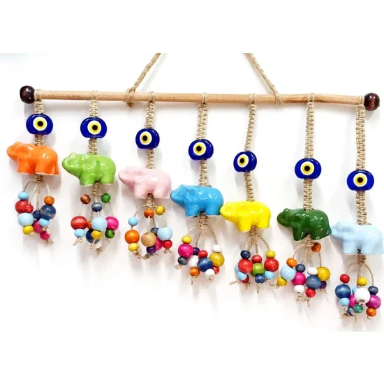 

Mixperi Seramik Seven Pieces Elephant Evil Eye Beads Colorful Wooden Beads Door