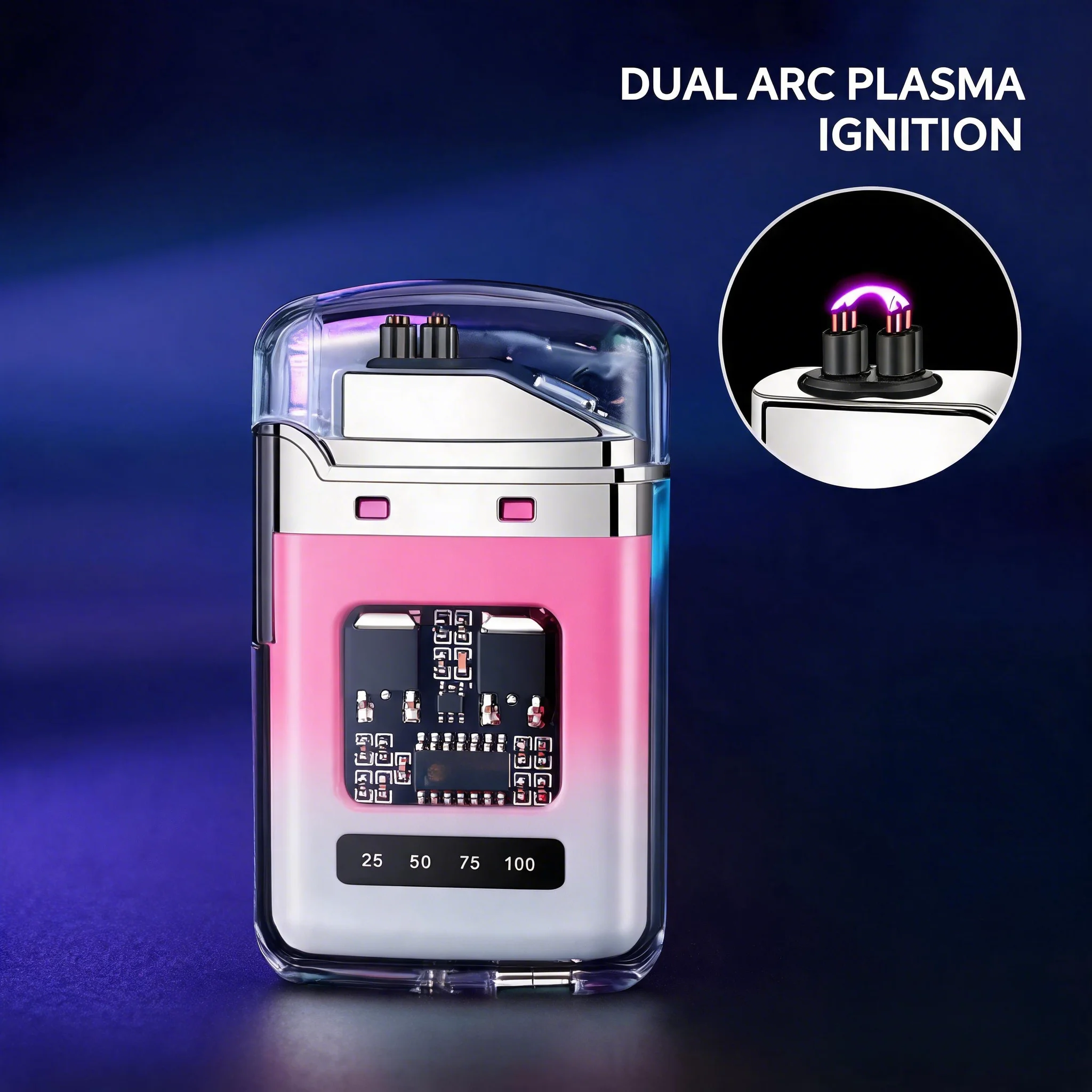 Rechargeable Pulse Arc Lighter Windproof Waterproof Transparent Gradient Shell Cool Electronic Lighter Perfect Gift for Men image 2
