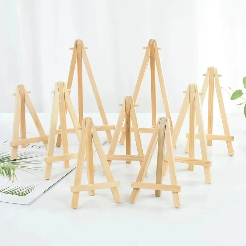10 stks Hout Mini Schildersezel Frame Desktop Driehoek Display Stand Bruiloft Tafel Kaart Standhouder Kinderen Schilderen Craft Kunstenaar Statief - afbeelding 2