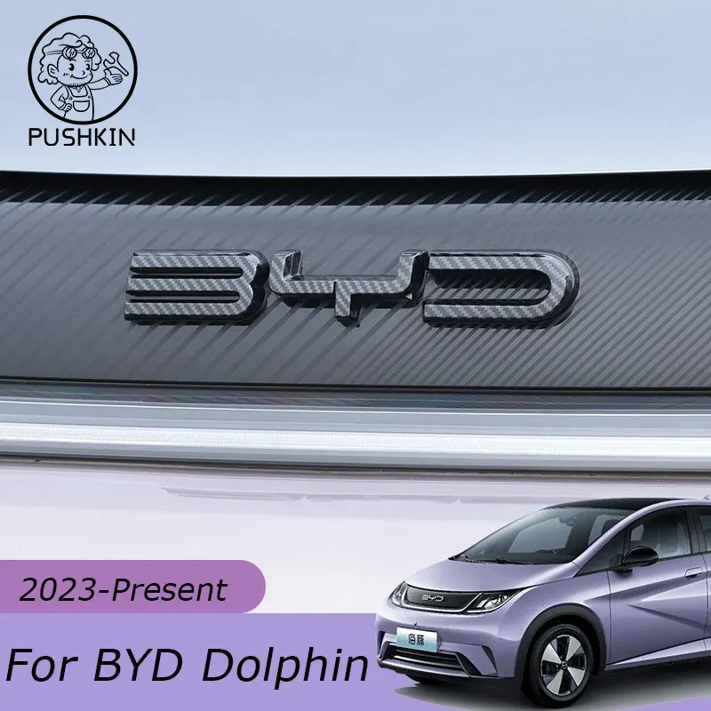 For BYD Dolphin EA1 2023 2024 Accessories Car Front Bumper Emblem Badge Decal Black Carbon Logo Refit Sticker