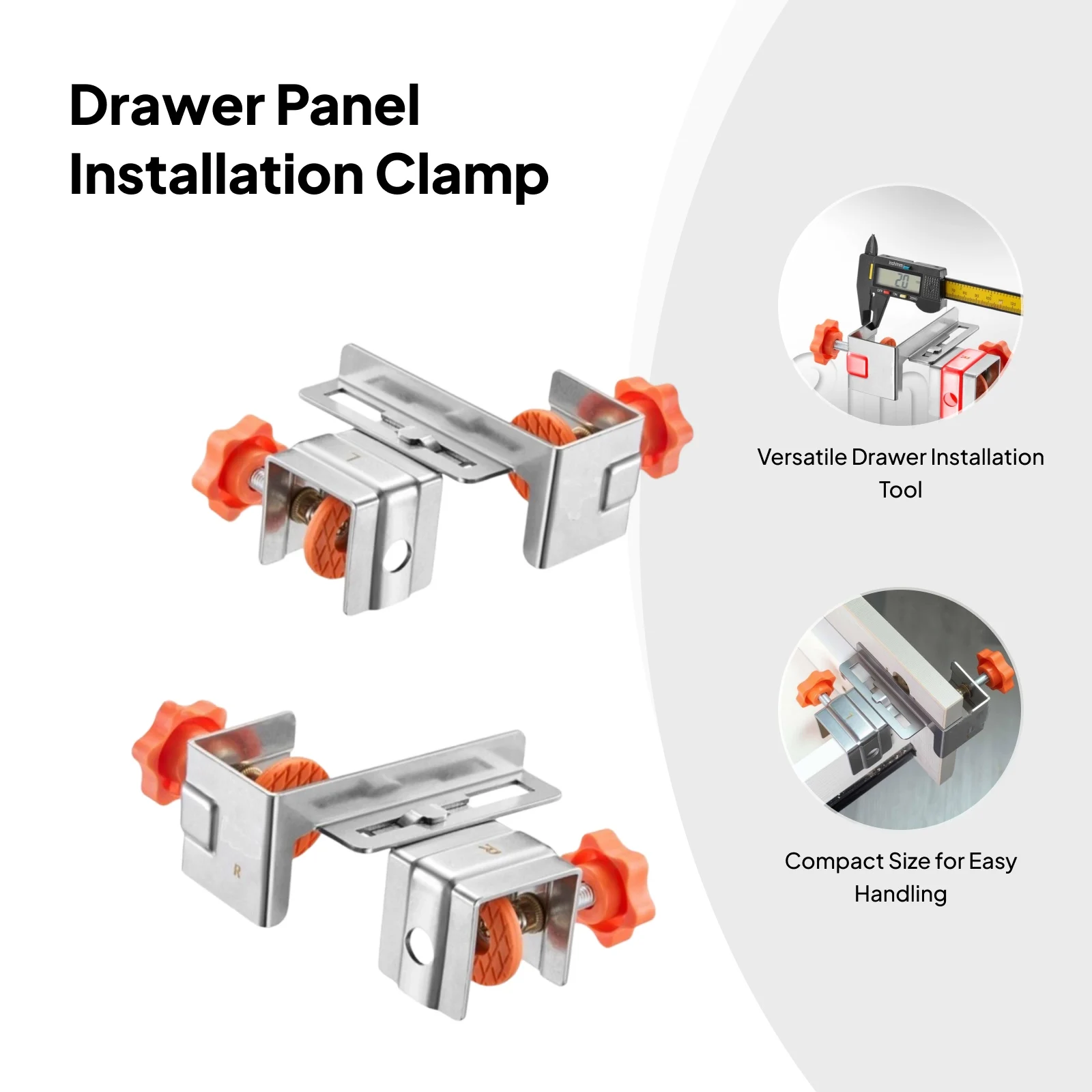 2Pcs Heavy-Duty Detachable Drawer Face Mounting Clamps for 10-30mm Board Thickness - Drawer Front Installation Jig Clamp Set