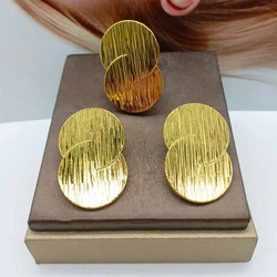 African Gold Color Earrings and Ring Jewelry Set for Women Clip Earrings and Finger Ring 2Pcs Set for Weddings Bride Jewellery