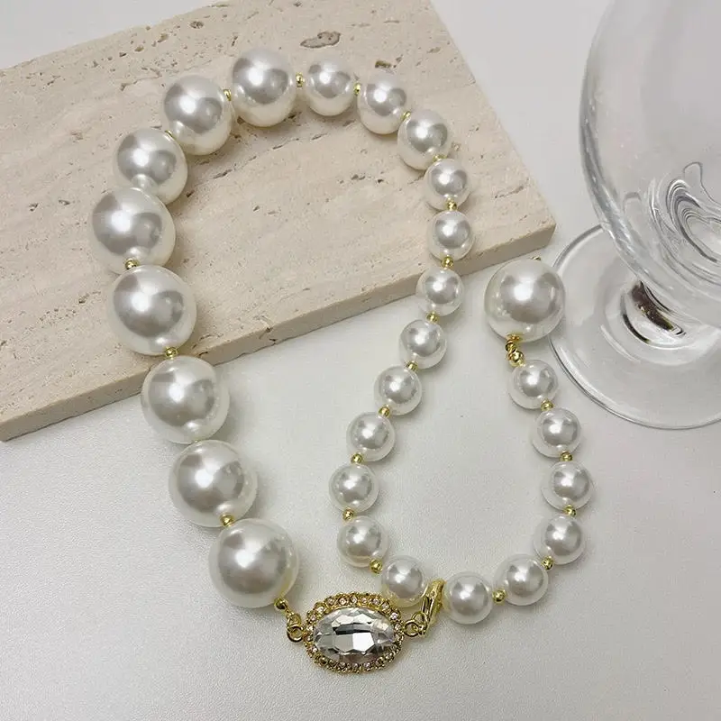 LunaLuxe Pearl Layered Choker – Vintage-Inspired Double Strand Necklace with Drop Pendant