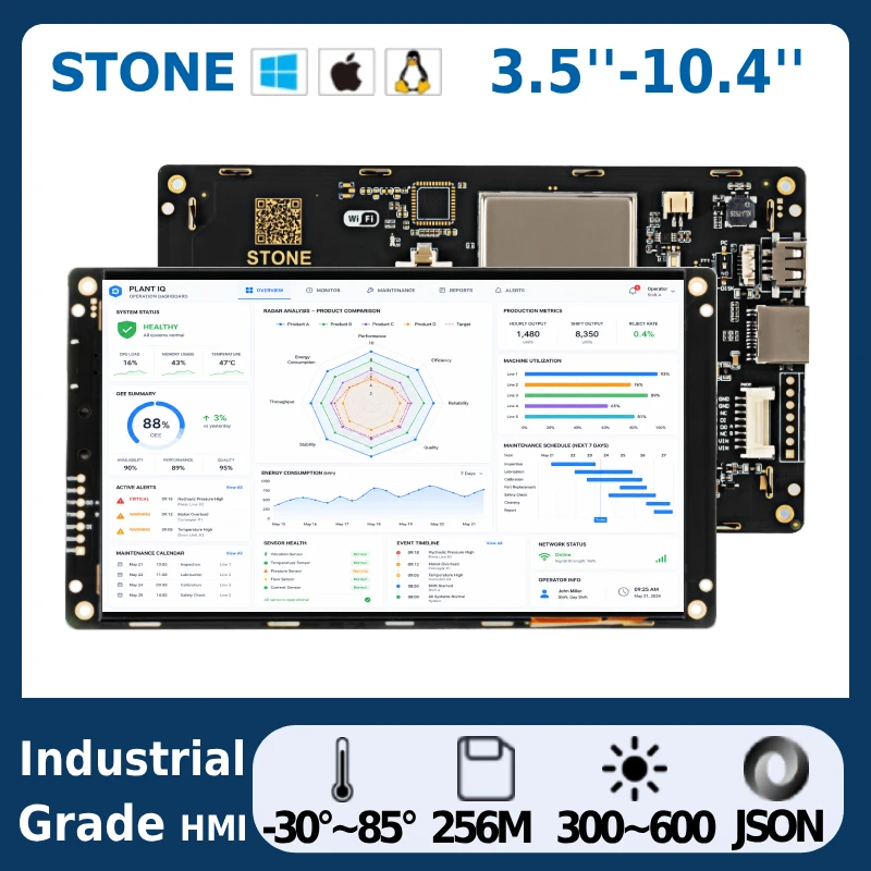 STONE I 3.5-10.4 Inch Resistive Touch Screen Portable Monitor TFT LCD HMI Module with GUI Software for Arduino with RS422