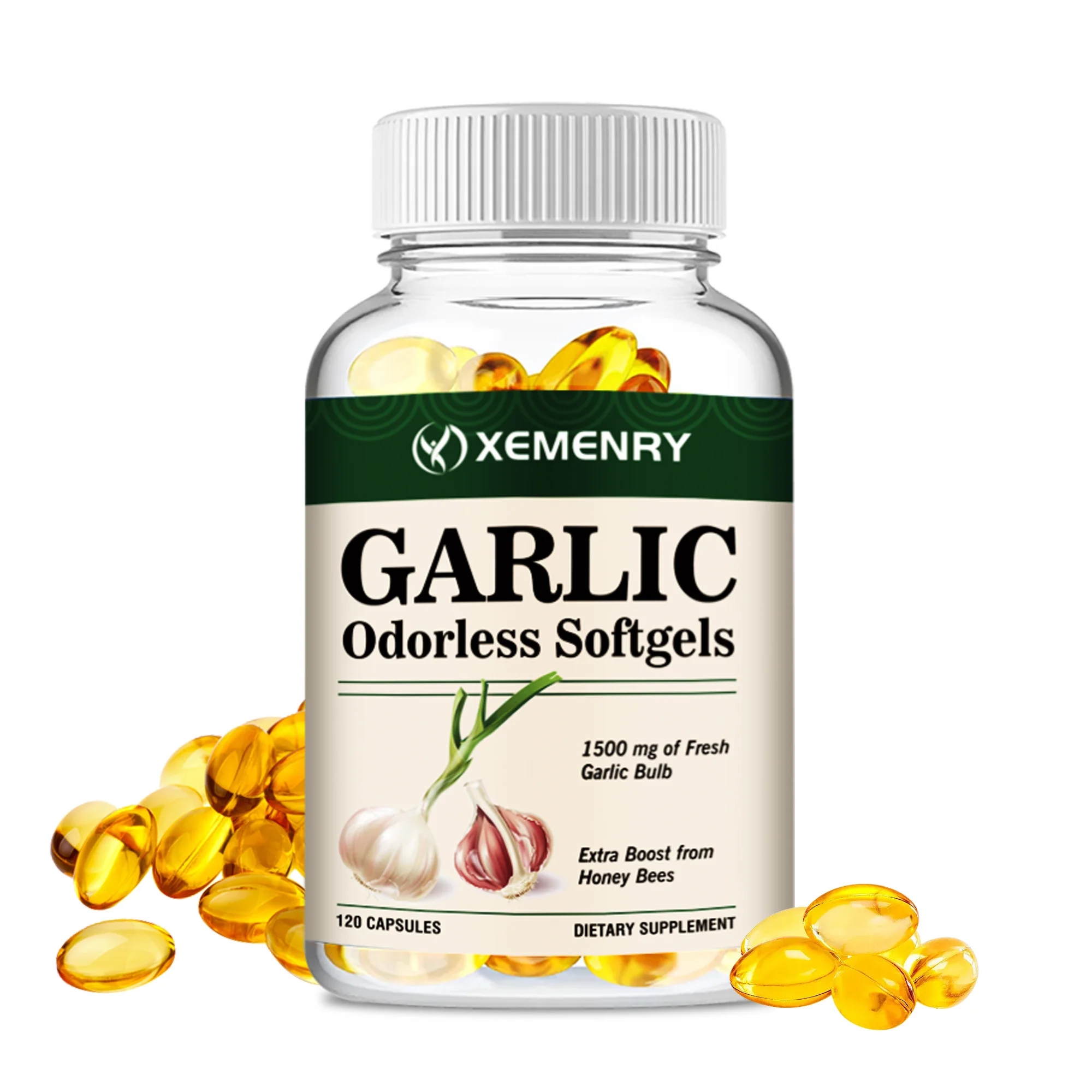 Odorless Garlic Supplement - Support The Immune System, Heart Health - 120 Capsules