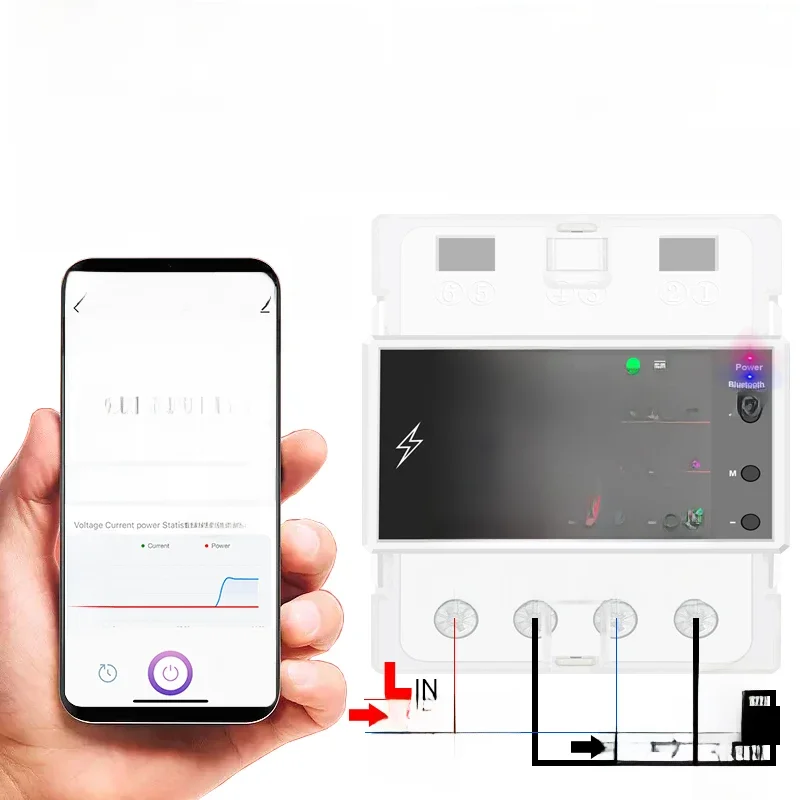 AT4PW 100A Tuya WIFI Din Rail Smart Switch Remote Control AC 220V 110V Digital Power Energy Volt Amp Kwh Frequency Factor Meter — zdjęcie 2