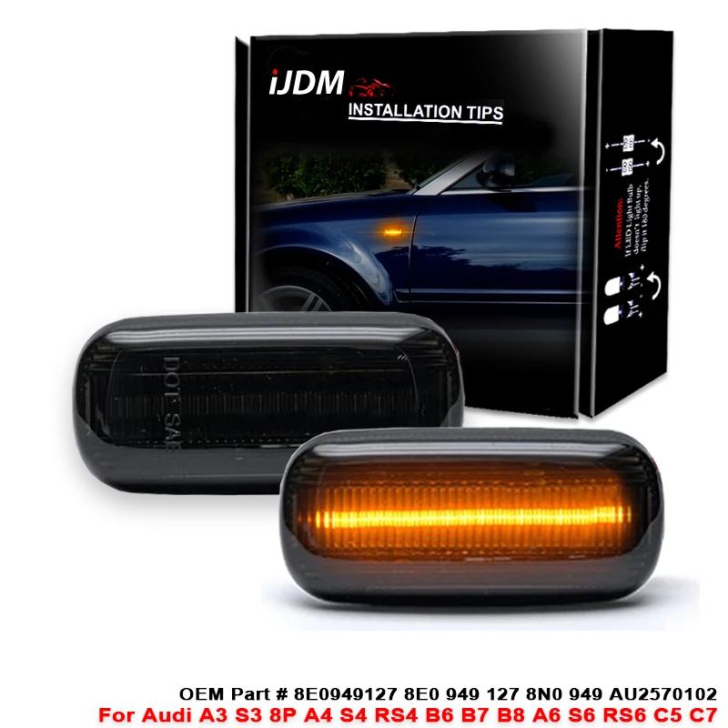 Luz LED de posición lateral para guardabarros delantero iJDM, color amarillo ámbar, para Audi A3 S3 8P A4 S4 RS4 B6 B7 B8 A6 S6 RS6 C5 C7, luz de