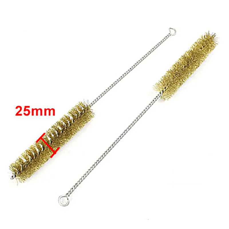2 szt. Drut mosiężny szczotka do czyszczenia 25mm Dia drut metalowy szczoteczka do czyszczenia rur rdza Cleaner mycie narzędzia do polerowania 29cm długość