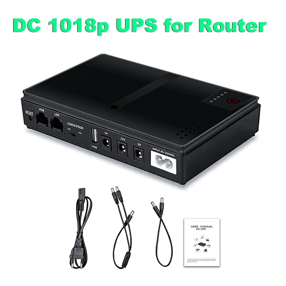 DC1018P Router 5V9V12V Optical Cat Monitor Backup Uninterruptible Power Supply Charger Cell Phone DC UPS