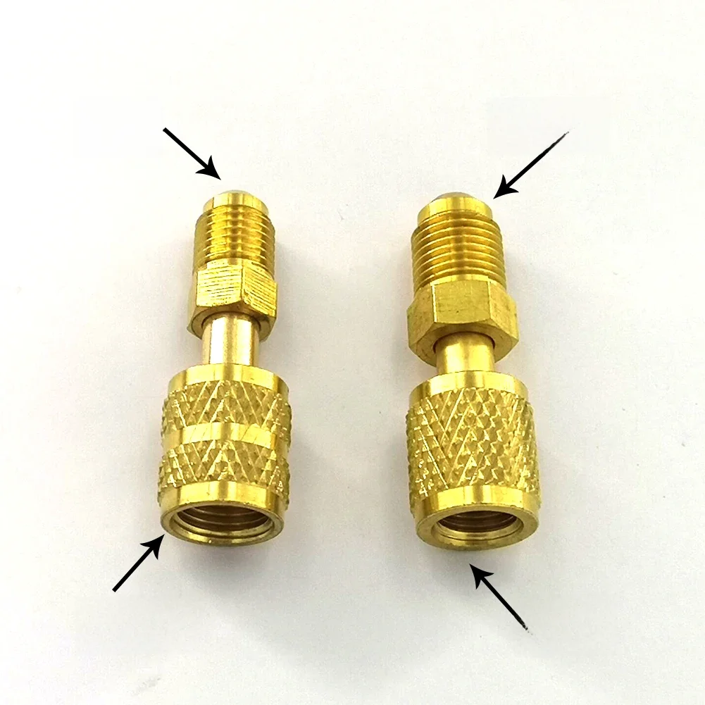 2 szt. Mosiężny Adapter pompy próżniowej R410a Adapter 5/16 SAE F szybkozłącza do 1/4 SAE do szybkie łączenie adaptera klimatyzacji — zdjęcie 2