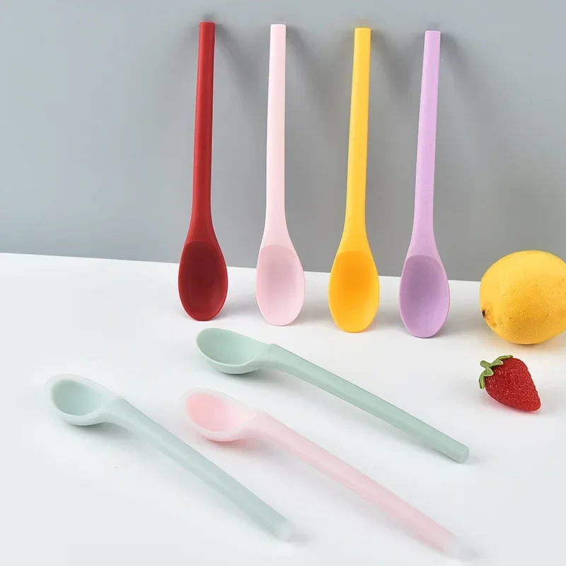 Cuillère en silicone à long manche pour céréales, petite cuillère à mélanger, riz, crème glacée, salade, cuisine, soupe, louche, britmodelons, britware