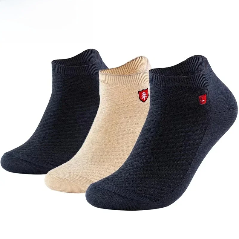 3/5Pairs Hohe Qualität Bambus Faser männer Und Frauen Socken Stickerei Boot Ankle Socken Männer Geschenke Frühling Sommer socken