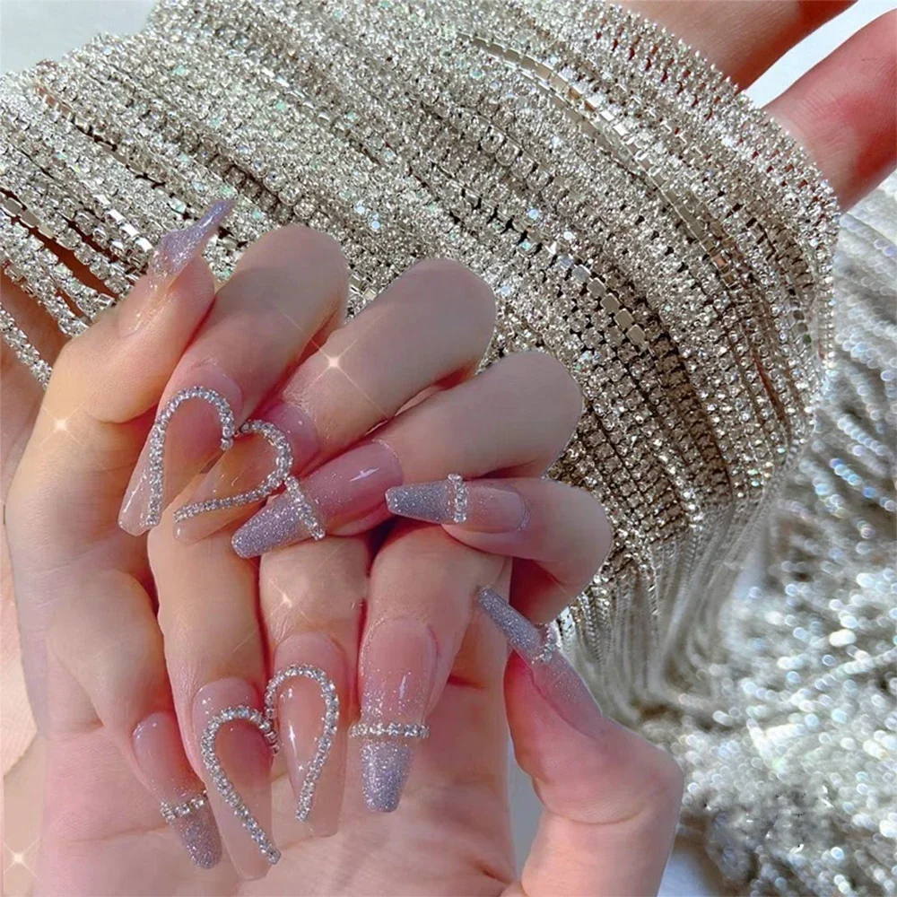 100 cm strass griffe chaîne à ongles or argent ongles pierre perles décor 3D strass métal acier boule chaîne bricolage charme décor * RG