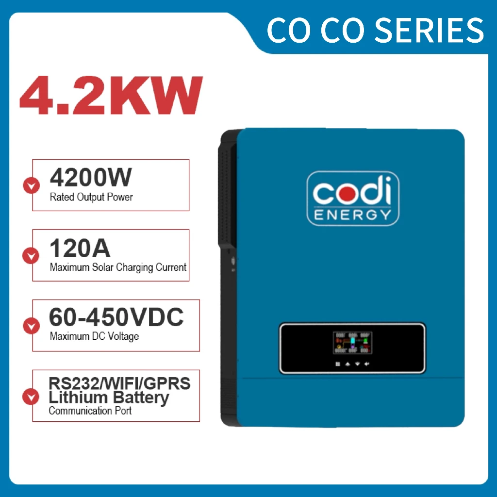 

Hybrid Inverter 24 V 4200VA 4200W Pure Sine Wave 500VDC MPPT Inversor Build In 120A Solar Controller On Offgrid Inverter