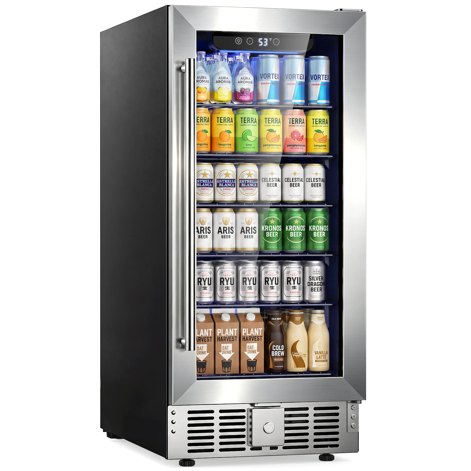 165 Cans Snowyermine 15 Inch Beverage Refrigerator with Glass Door Mini refrigerator, fruit refrigerator, household small refrigerator.