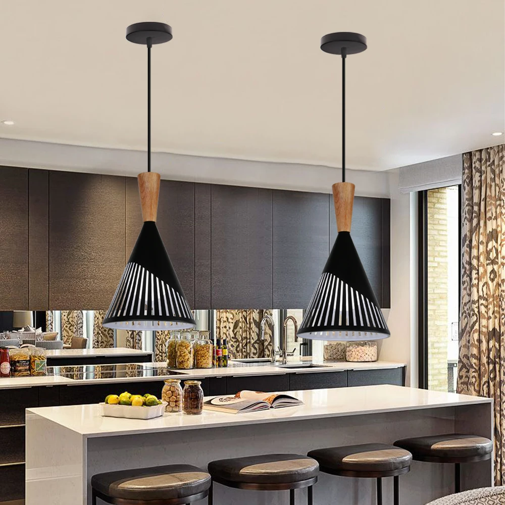 Modern Nordic Pendant Light Lampshade Industrial Retro Loft Hanging Lamp Kitchen Island Living Room Lighting Luminaria Home Deco