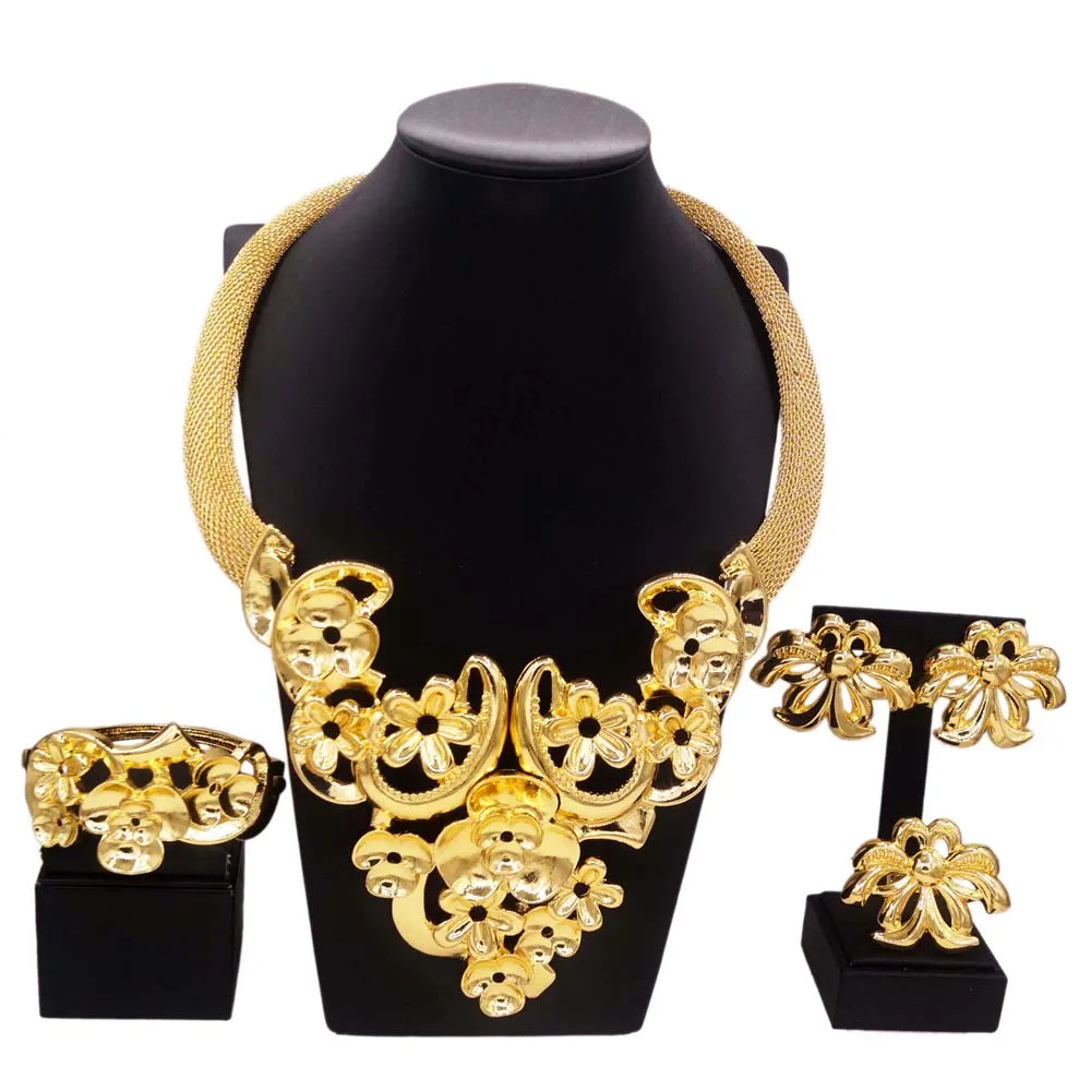 

Italian Jewelry Sets For Women Real Gold Plate Wedding Jewelry Suitable Party and Banquet Luxury Imitation Dangle Jewelry New In