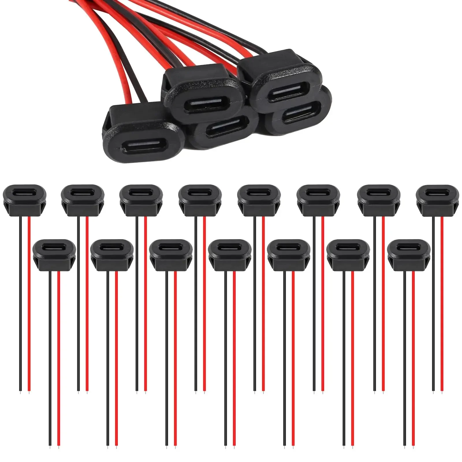 Châssis femelle de Type C à 2 broches, connecteur de prise femelle de Type C, prise étanche, Port de chargement femelle avec boucle de carte, 5/10/20 pièces