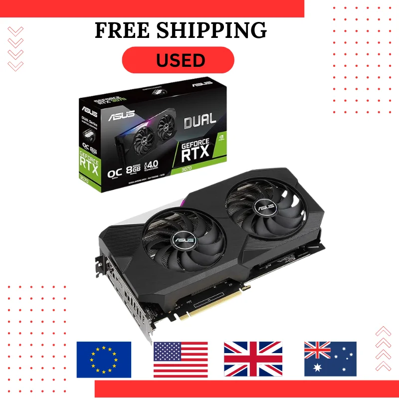 2024 usado placa gráfica ASUS RTX 3070 8GB GDDR6 256bit