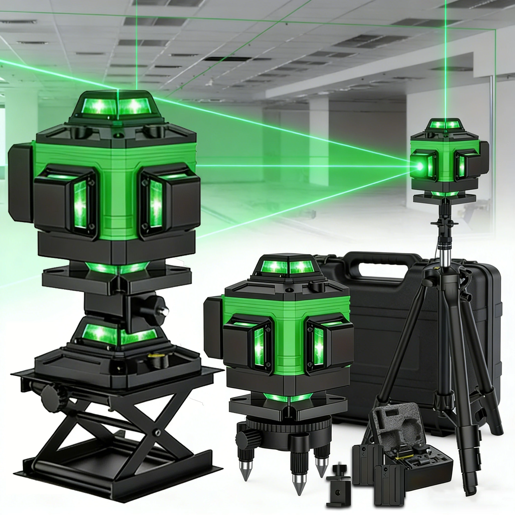 16-Linien-4D-Lasernivelliergerät 3 °   Selbstnivellierendes Nivellierwerkzeug mit Omnidirektionaler Boden-Wand-Aufkleberlinie und Dreibein-Stativ